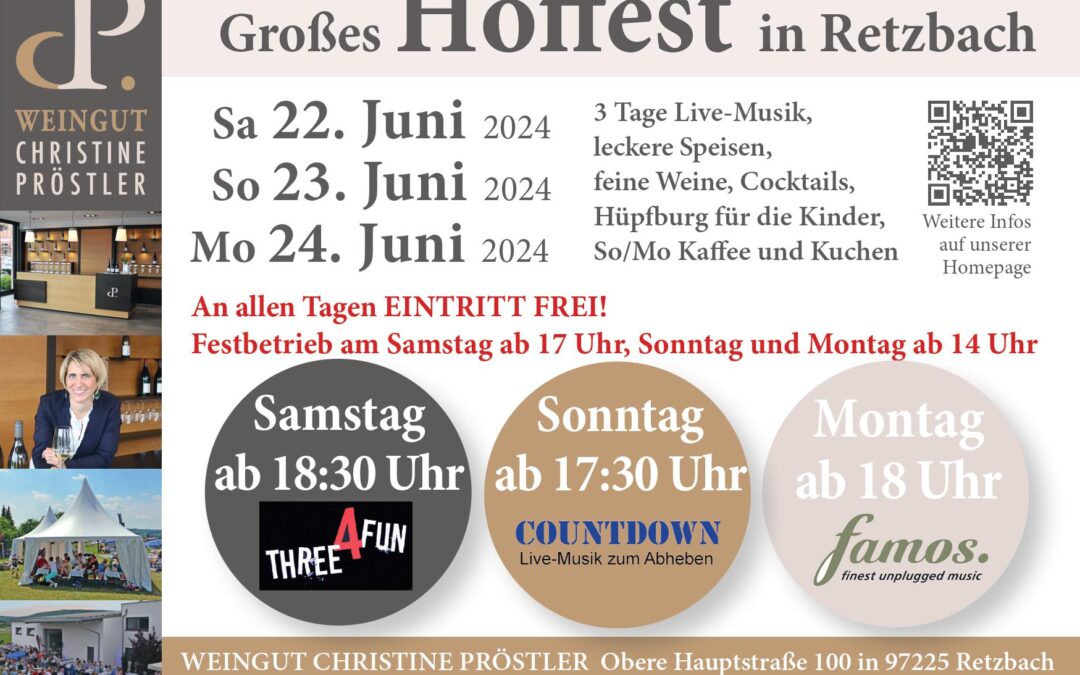 Hoffest 2024 – Sa. 22.6.2024 bis Mo. 24.6.2024